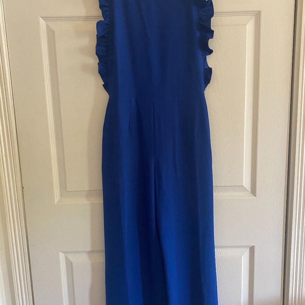 Free Press Blue Ruffle Cropped Jumpsuit Size XS